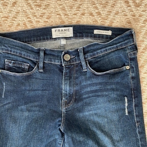 FRAME $298 Le Skinny de Jeanne in Runyon Canyon Size 29 Distressed Cotton - Picture 3 of 7